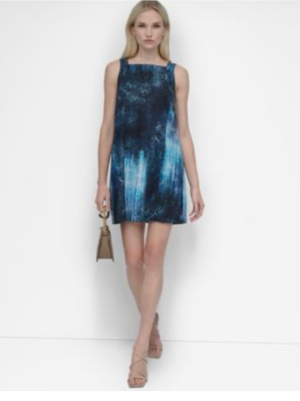 DKNY Blue Tie-Dye Sleeveless Shift Dress